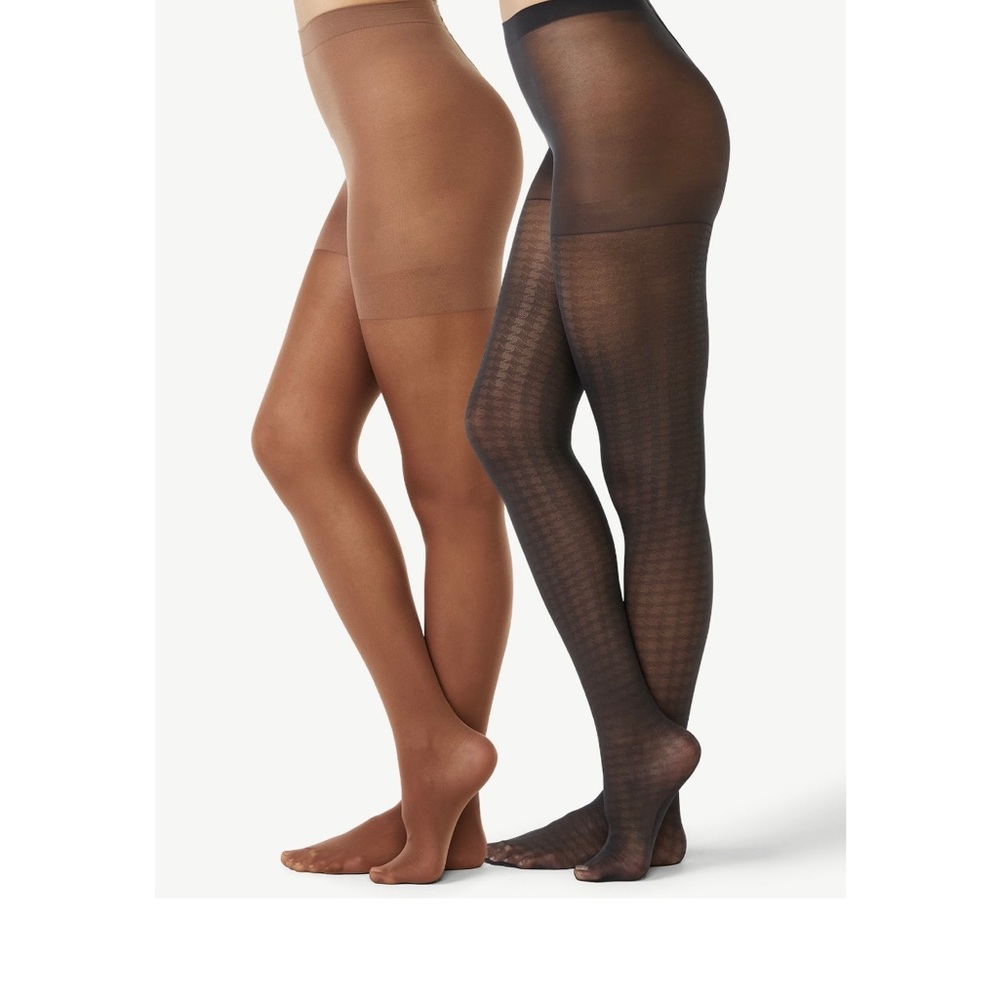 Joyspun Fashion Tights 2pk. Opaque/Houndstooth. SIZE SMALL. NWT - Picture 1 of 8